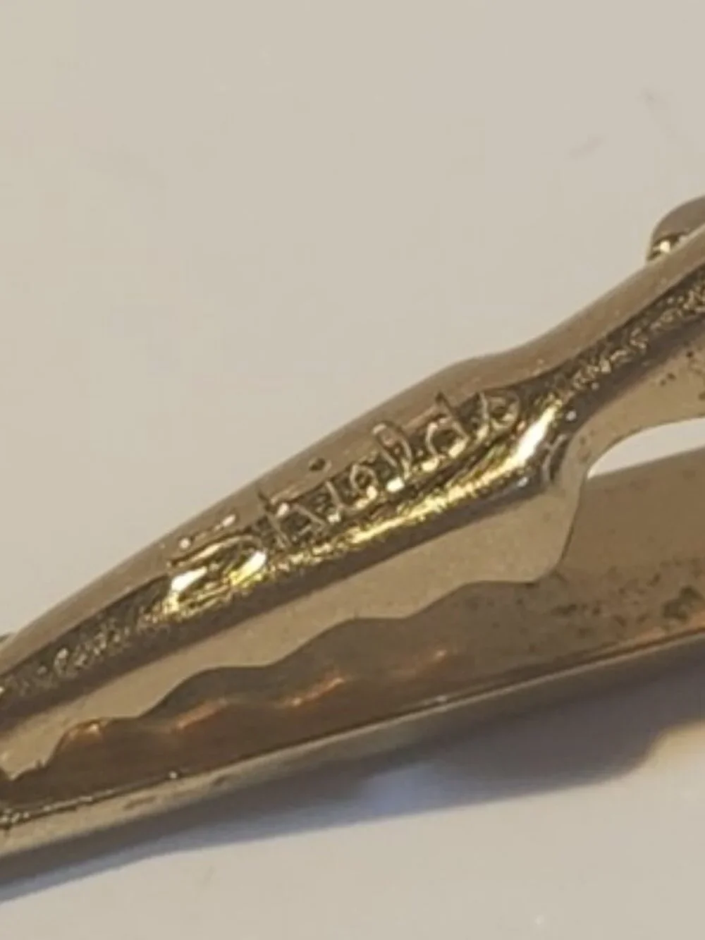 Vintage SHIELDS Gold Tone Tie Clip Clasp Bar